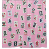 MahJongg tiles design on light pink Douchegordijn (Voorkant)