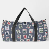 Mahjongsymbolen tegels op donkerblauw plunjezak (Achterkant)