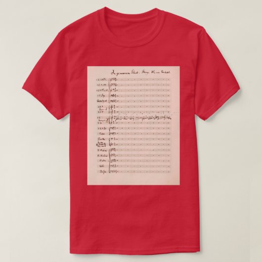 Mahler Symphony 5 Originele manuscript T-shirt (Design voorkant)