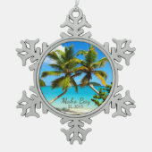 Maho Bay Beach St. John Pewter Snowflake Ornament (Voorkant)