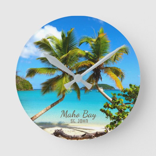Maho Bay Beach St. John Wall Clock Ronde Klok (Voorkant)