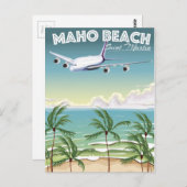 Maho Beach Saint Martin plane poster Briefkaart (Voorkant / Achterkant)