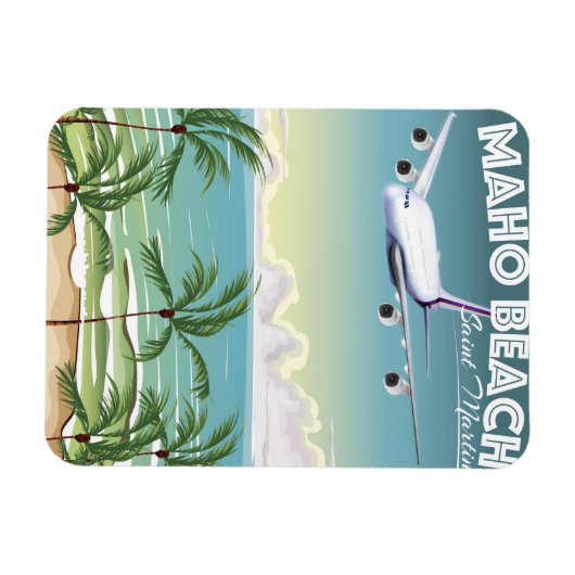 Maho Beach Saint Martin plane poster Magneet (Horizontaal)