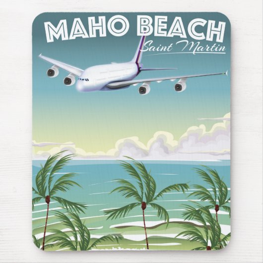 Maho Beach Saint Martin plane poster Muismat (Voorkant)