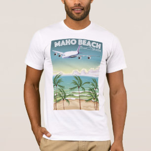 Maho Beach Saint Martin plane poster T-shirt