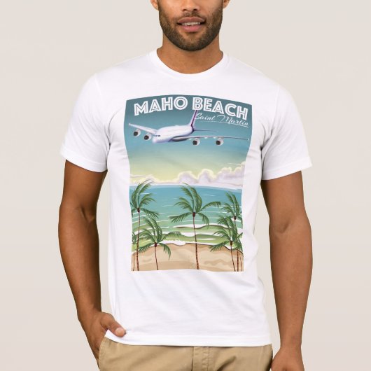 Maho Beach Saint Martin plane poster T-shirt (Voorkant)