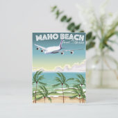 Maho Beach Saint Martin vliegtuigposter Briefkaart (Staand voorkant)