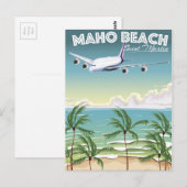 Maho Beach Saint Martin vliegtuigposter Briefkaart (Voorkant / Achterkant)