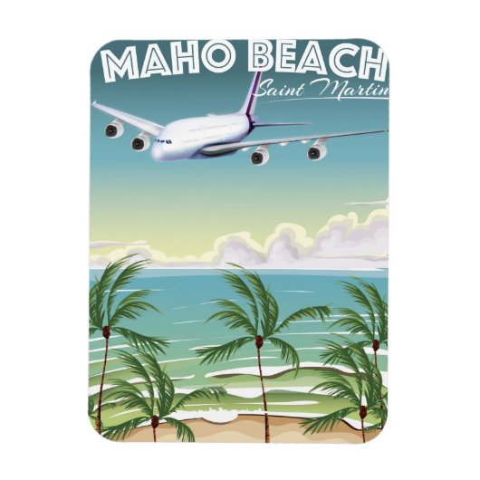 Maho Beach Saint Martin vliegtuigposter Magneet (Verticaal)