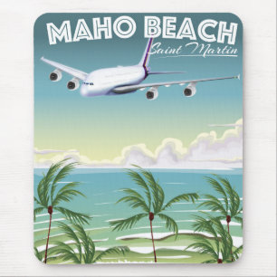 Maho Beach Saint Martin vliegtuigposter Muismat