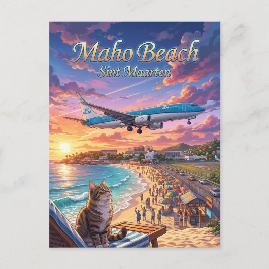 Maho Beach Sint Maarten Briefkaart (Voorkant)