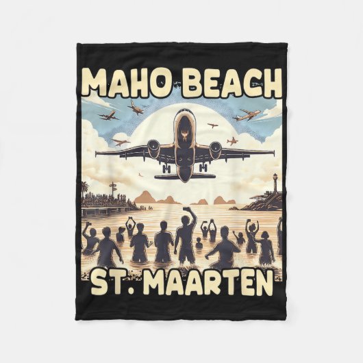 Maho Beach St. Maarten Fleece Deken (Voorkant)