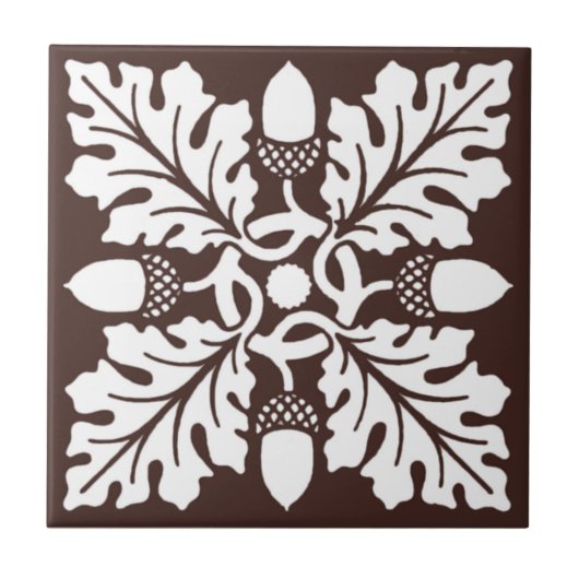 Mahogany Acorn en Leaf Tile Design Tegeltje (Voorkant)