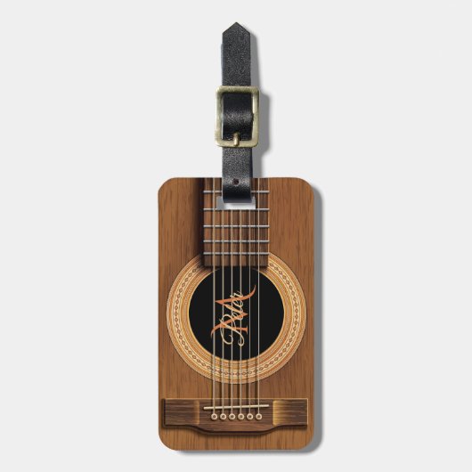 Mahogany Acoustic Guitar Personalized Bagagelabel (Voorkant verticaal)