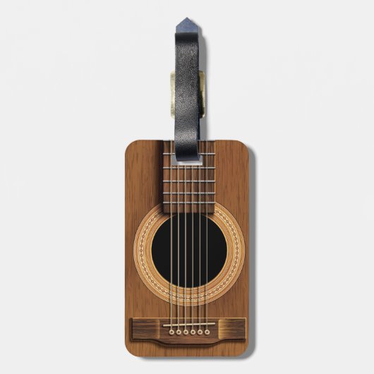 Mahogany Acoustic Guitar Personalized Bagagelabel (Achterkant verticaal)