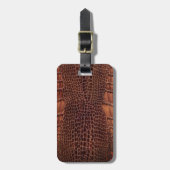 Mahogany Alligator Klassiek Reptielenleer (Faux) Bagagelabel (Voorkant verticaal)