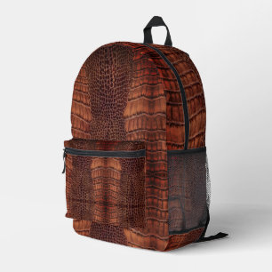 Mahogany Alligator Klassiek Reptielenleer (Faux) Bedrukte Rugzak