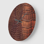 Mahogany Alligator Klassiek Reptielenleer (Faux) Grote Klok (Hoek)