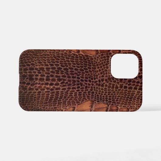 Mahogany Alligator Klassiek Reptielenleer (Faux) iPhone Hoesje (Achterkant horizontaal)