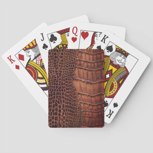 Mahogany Alligator Klassiek Reptielenleer (Faux) Pokerkaarten (Achterkant)