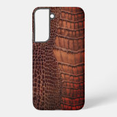 Mahogany Alligator Klassiek Reptielenleer (Faux) Samsung Galaxy Hoesje (Achterkant)