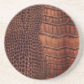 Mahogany Alligator Klassiek Reptielenleer (Faux) Zandsteen Onderzetter (Voorkant)