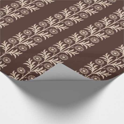 Mahogany Arts and Crafts Floral Stripe Cadeaupapier (Hoek)