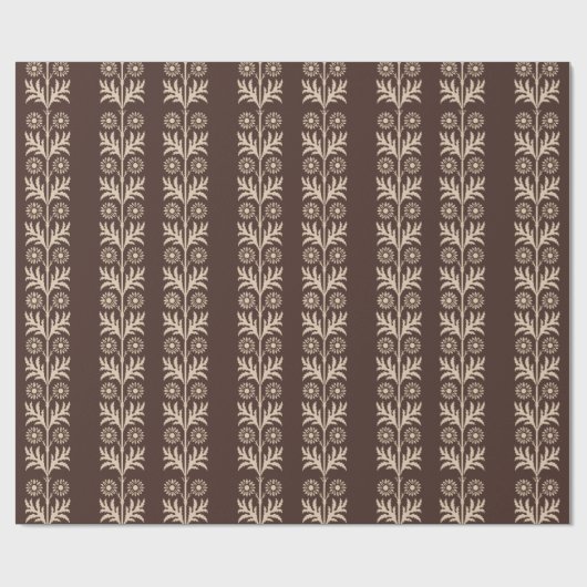 Mahogany Arts and Crafts Floral Stripe Cadeaupapier (Vlak)