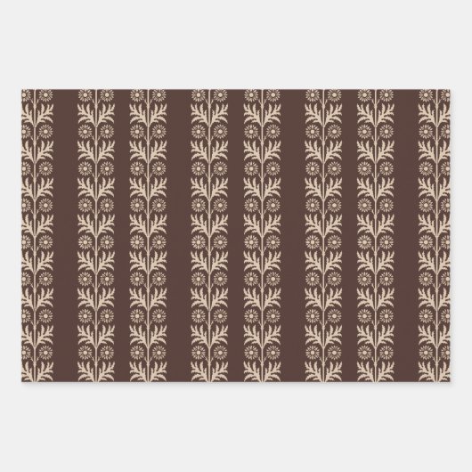 Mahogany Arts and Crafts Floral Stripe Inpakpapier Vel (Voorkant 3)