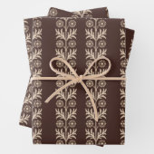 Mahogany Arts and Crafts Floral Stripe Inpakpapier Vel (In situ)