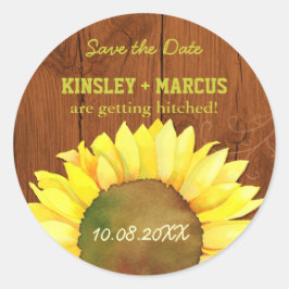 Mahogany Brown Wood Sunflower Wedding Ronde Sticker