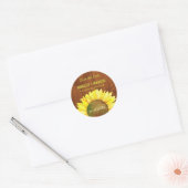 Mahogany Brown Wood Sunflower Wedding Ronde Sticker (Envelop)