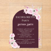 Mahogany Floral Arch Summer Bachelorette Party Acryl Uitnodigingen (Voorkant)