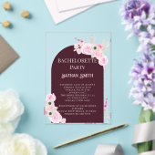 Mahogany Floral Arch Summer Bachelorette Party Acryl Uitnodigingen (Insitu (Huwelijk))