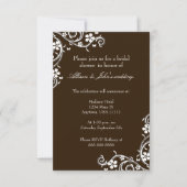 Mahogany Floral Swirls Bridal Shower Invitation Kaart (Voorkant)