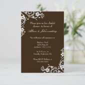 Mahogany Floral Swirls Bridal Shower Invitation Kaart (Staand voorkant)