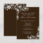 Mahogany Floral Swirls Bridal Shower Invitation Kaart (Voorkant / Achterkant)