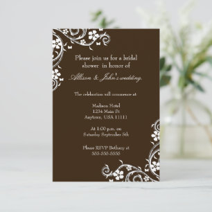 Mahogany Floral Swirls Bridal Shower Invitation Kaart