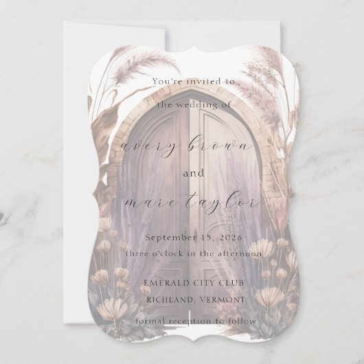 Mahogany Passage Elegant Rustic Wedding Invitation Kaart (Voorkant)