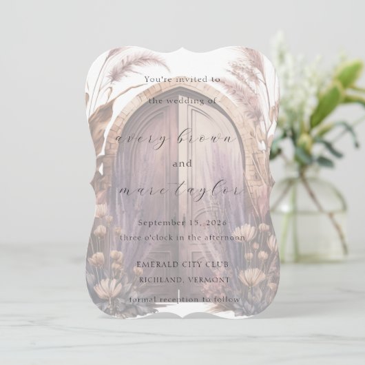 Mahogany Passage Elegant Rustic Wedding Invitation Kaart (Staand voorkant)
