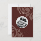Mahogany Red Classic Damask Elegante Fotobruiloft Save The Date (Achterkant)