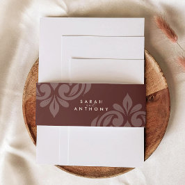 Mahogany Red Classic Elegant Script Wedding Uitnodigingen Wikkel