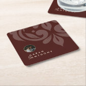 Mahogany Red Classic Minimal Damask Fotobruiloft Kartonnen Onderzetters (Schuin)