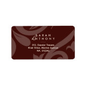 Mahogany Red Damask Classic Wedding Address Label (Voorkant)