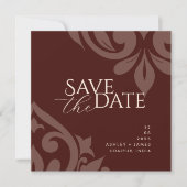 Mahogany Red Damask Elegant Classic Photo Wedding Save The Date (Voorkant)