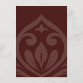 Mahogany Red Damask Stijlvolle bruiloft Details Informatiekaartje (Achterkant)