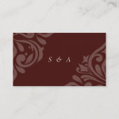 Mahogany Red Elegant Classic Damask Wedding Informatiekaartje (Achterkant)