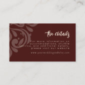 Mahogany Red Elegant Classic Damask Wedding Informatiekaartje (Voorkant)