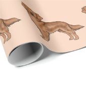 Mahogany Red Golden Retriever Cartoon Dog Pattern Cadeaupapier (Rol Hoek)