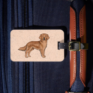 Mahogany Red Golden Retriever Schattige Cartoon Do Bagagelabel
